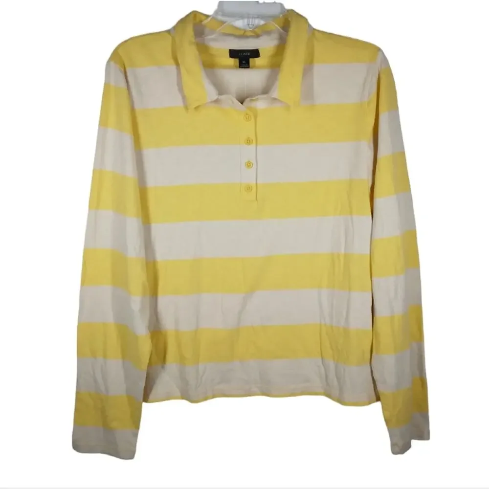 NWT J Crew Fitted Button Front Rugby Striped Shirt size XL
